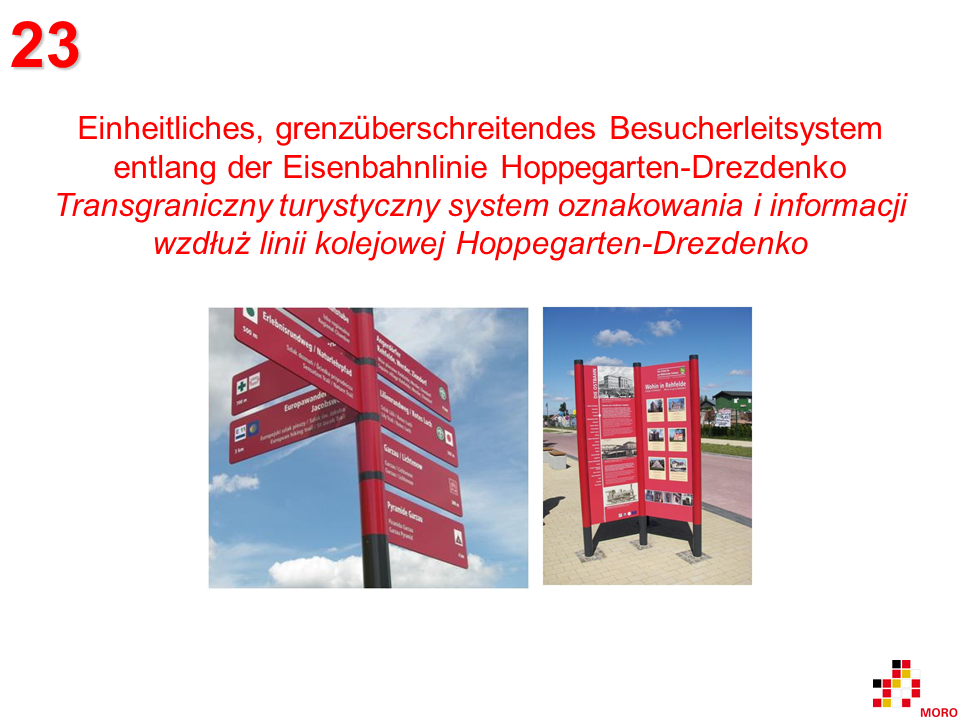 Besucherleitsystem / Turystyczny system oznakowania i informacji Hoppegarten – Drezdenko
